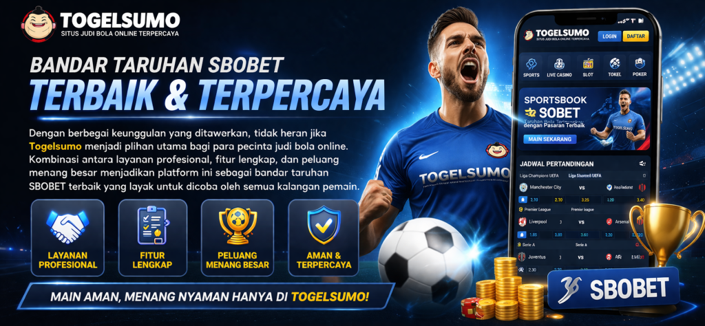 Gabung di TogelSumo, bursa taruhan bola malam ini paling adil. Akses login Sbobet HP, pasaran bola terlengkap, dan layanan CS profesional 24 jam.
